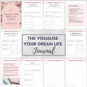 Manifest Your Dream Life, INSTANT DOWNLOAD,  Dream Life Journal, Manifestation Prompt, Self Care Notebook, Law of Attraction, Pink