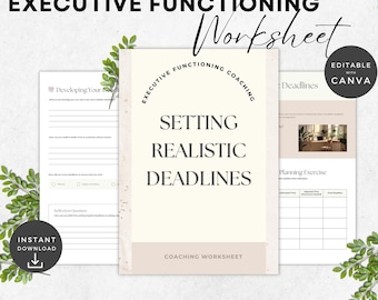 Productivity Worksheet for Time Management | Executive Functioning Worksheet | Coping Skills for ADHD | Emotional Regulation | Plan Deadline