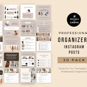 Professional Organizer Instagram Templates | INSTANT DOWNLOAD | Declutter Services | Editable in Canva | Social Media Posts for Organizers