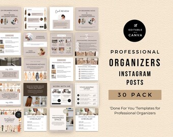 Professional Organizer Instagram Templates | INSTANT DOWNLOAD | Declutter Services | Editable in Canva | Social Media Posts for Organizers