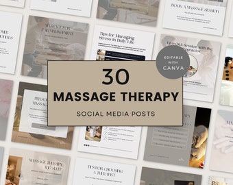 Massagetherapie Instagram-sjablonen | Bewerkbare socialmediaberichten | Canva-ontwerpen voor therapeuten | Direct downloaden | Wellness-sjablonen