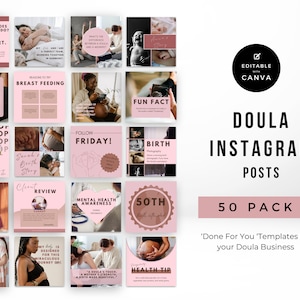 Doula Social Media Templates | INSTANT DOWNLOAD | Birth Worker | Baby Nurse Social Media | Postpartum Doula Post | Canva Templates