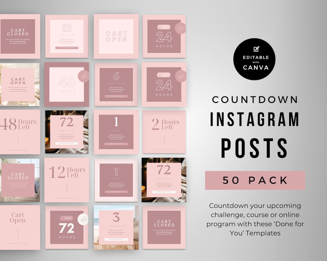 Countdown Posts Instagram Templates | INSTANT DOWNLOAD | Editable in ...