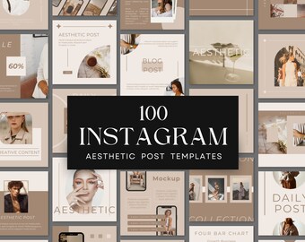 Publicaciones estéticas en redes sociales / Plantilla Canva editable / 100 publicaciones estéticas editoriales atrevidas en Instagram / Plantilla de redes sociales