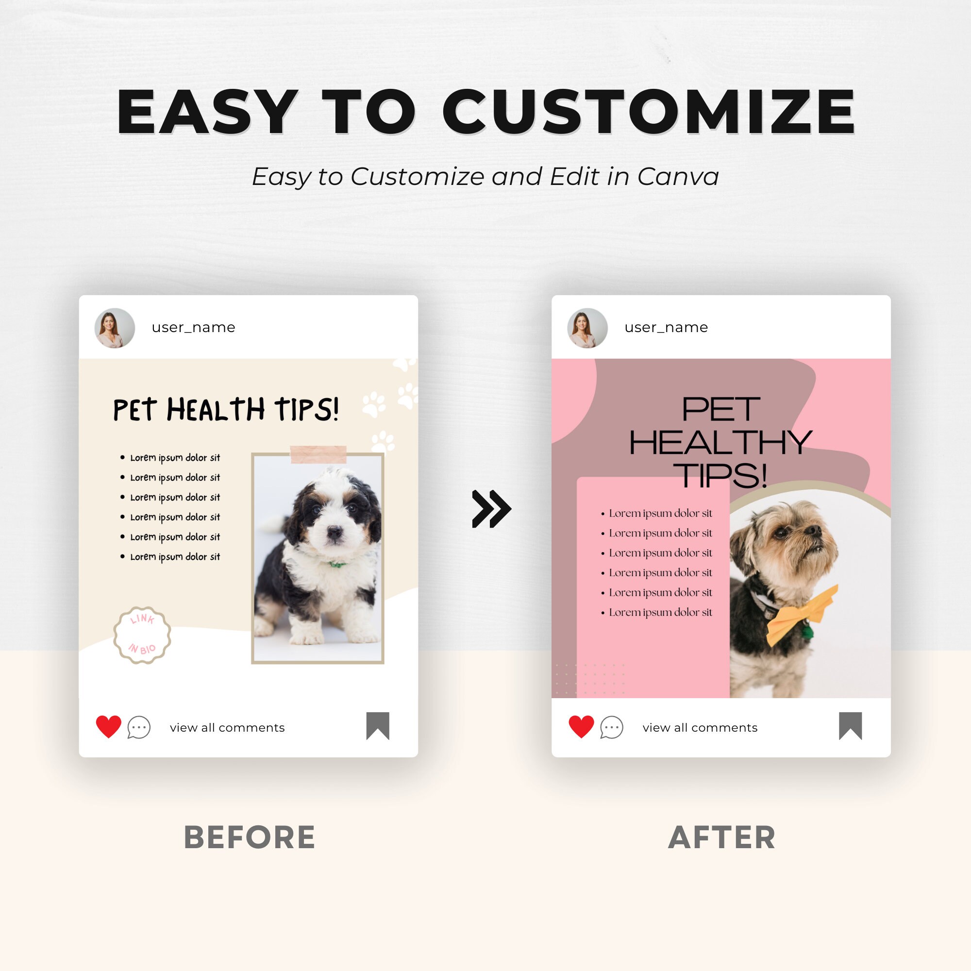 Veterinary Blog Layout Pet Shop Social Media Posts | Pet Blogger Templates | Pet Products ...