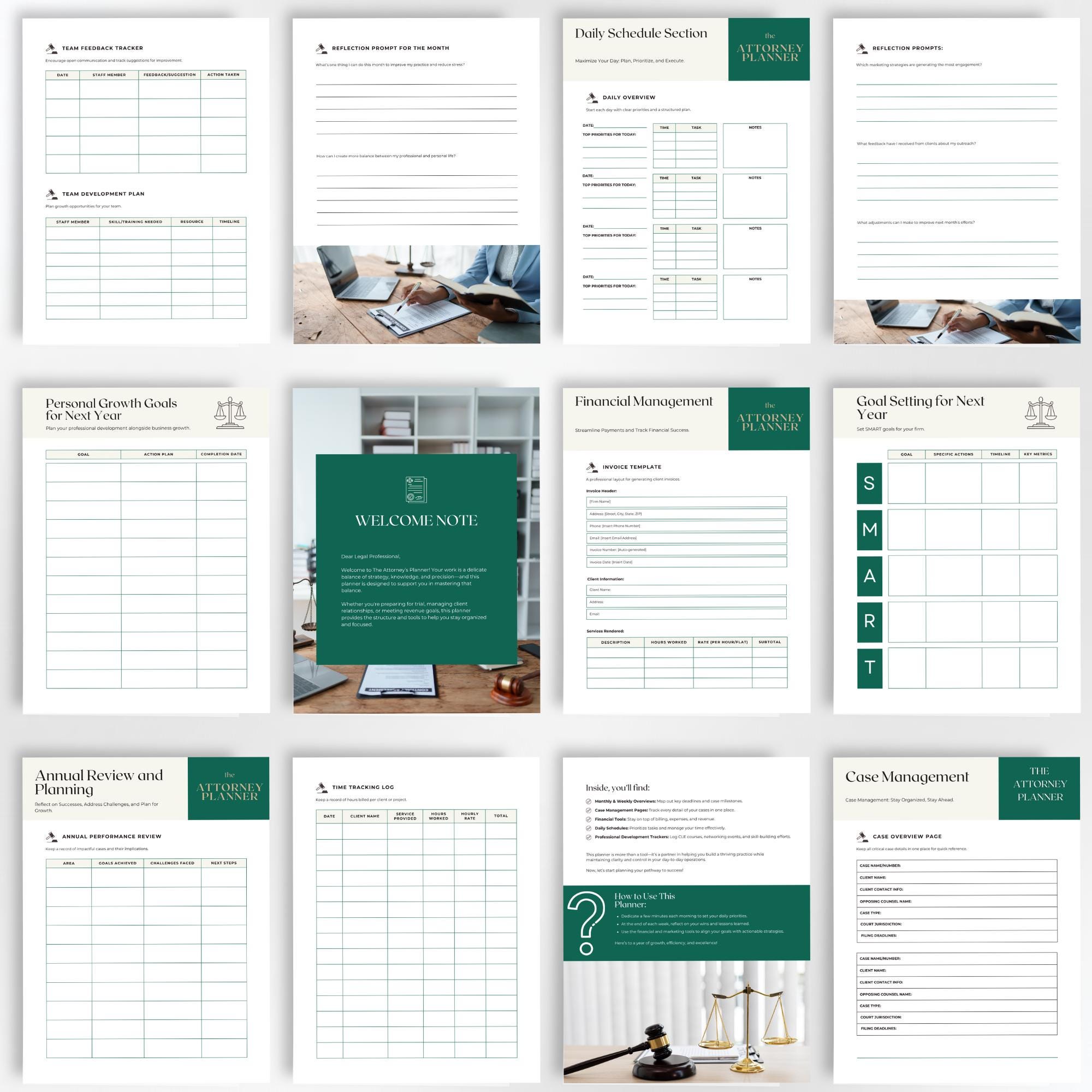 Editable Lawyer Planner | Daily Organizer for Attorneys | Legal Case ...