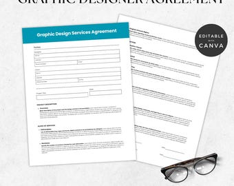 Professional Graphic Design Contract | Editable Freelance Designer Agreement Template | Canva Template Agreement for Custom Projects