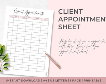 Small Business Appointment Planner | INSTANT DOWNLOAD | Client Notes | Tracker Appointment Reminder | Digital Client Notebook