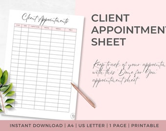 Afspraakplanner voor kleine bedrijven | DIRECT DOWNLOADEN | Klantnotities | Afspraakherinnering tracker | Digitaal clientnotitieblok