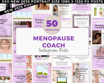 Publicaciones de Instagram sobre la menopausia / Plantillas editables para coaches de bienestar / Listo para ti / Nutrición y salud / Contenido de redes sociales para mujeres