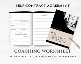 Sjablonen voor levenscoaches | DIRECT DOWNLOADEN | Coachingswerkblad | Canva-coachingsjabloon | Zelfcontractovereenkomst | Coachingbronnen