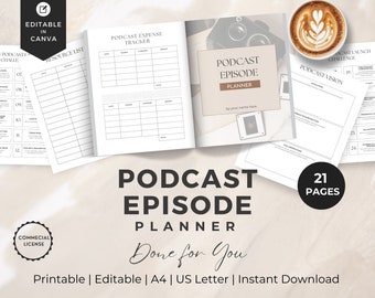 Podcast Episode Template | INSTANT DOWNLOAD | Podcast Planner Digital | Printable Podcast Template | Podcast Plan | Podcast Episode Outline