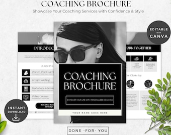 Professional Brochure Template for Coaches | Editable Canva Flyer for Coaching Business | Wellness, Mindset & Confidence Coach Template