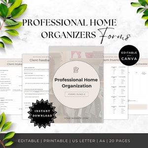 Lot de formulaires professionnels | Flyer organisateur pour la maison | Proposition client | Formulaires d'admission des clients | Modèles de toile | Entente de service