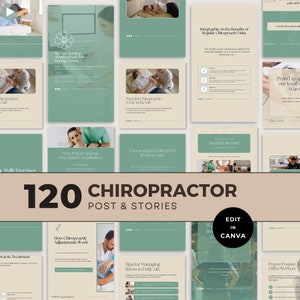 Chiropractors Instagram Posts and Stories | Editable Template | Chiropractor Social Media | Health Care Spine Business | Massage Therapists
