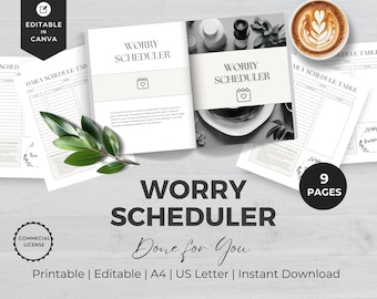 Manage your Anxiety Worry Scheduler | INSTANT DOWNLOAD | Anxiety Relief for Adults and Teens | Printable Worksheet | Therapy Worksheets