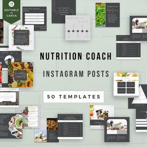 Health Coach Instagram Template | Nutrition Coaching | Social Media Template | Download Canva Template |  Nutrition Instagram Posts