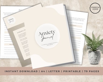 Journal Prompts for Anxiety Relief  | INSTANT DOWNLOAD | Wellness Journal | Self Help | Mental Health Planner | Neutral | Lead Magnet