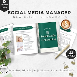 Social Media Manager Welcome Pack | New Client Welcome Guide | Onboarding Social Media Agency Template | Intake Forms | Editable