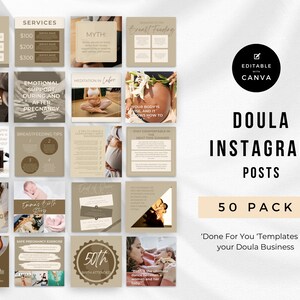 Doula Templates For Social Media | INSTANT DOWNLOAD | Pregrancy Night Nurse Marketing | Baby Nurse Social Media | Birth Doula Instagram