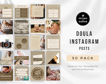 Doula Templates For Social Media | INSTANT DOWNLOAD | Pregrancy Night Nurse Marketing | Baby Nurse Social Media | Birth Doula Instagram