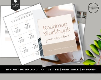 Course Creators - Create a step-by-step roadmap | INSTANT DOWNLOAD | Editable Canva Template | Business Roadmap Template | Lead Magnet