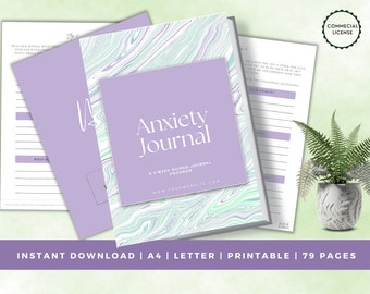 Anxiety Journal Prompts | INSTANT DOWNLOAD | Wellness Journal | Self Help | Anxiety Relief | Mental Health Planner | Therapy Tools