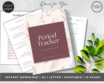 Period Journal | INSTANT DOWNLOAD | Period Calendar | Menstruation Tracker | Period Log | Monthly Symptom Tracker | Moon Cycle Journal