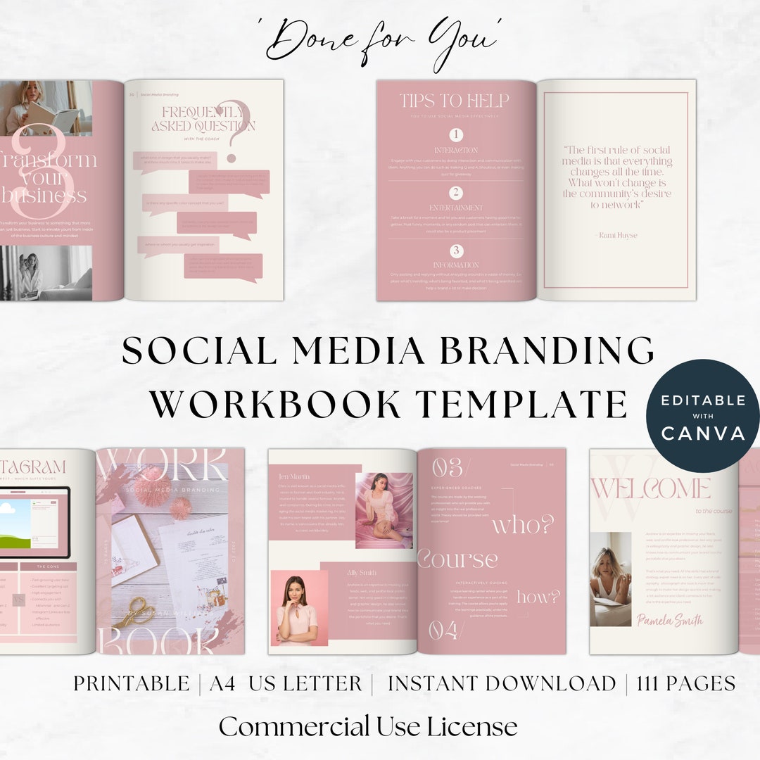 Workbook Template for Social Media Management | Lead Magnet Template ...