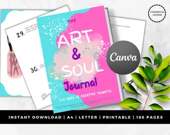 Diario creativo con 365 suggerimenti creativi / DOWNLOAD IMMEDIATO / Suggerimenti per la scrittura / Diario digitale per la cura di sé / Consapevolezza attraverso l'arte