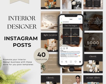 Aesthetic Interior Design Template | Social Media For Interior Design Companies | Instagram Engagement Templates | Editable Canva Template