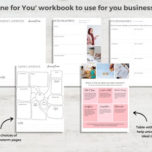Pode incluir: Um caderno de exerc&iacute;cios com o t&iacute;tulo 'Done for You' para ajud&aacute;-lo a entender seu cliente ideal. O caderno de exerc&iacute;cios inclui p&aacute;ginas para brainstorming sobre o p&uacute;blico-alvo, a demografia, a psicografia e os desafios. Tamb&eacute;m inclui uma tabela com ideias sobre como descobrir seus clientes ideais.