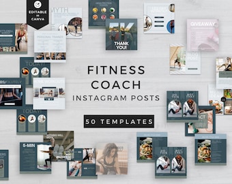 Fitness Coach Instagram Post Templates | INSTANT DOWNLOAD | Health And Wellness | Canva Templates | Personal Trainer Social Media