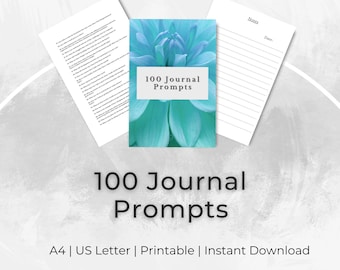 100 Journal Prompts INSTANT DOWNLOAD Writing Prompts, Printable, Self Care Planner, Wellness Tracker,  Mindfulness Journal, Mental Health