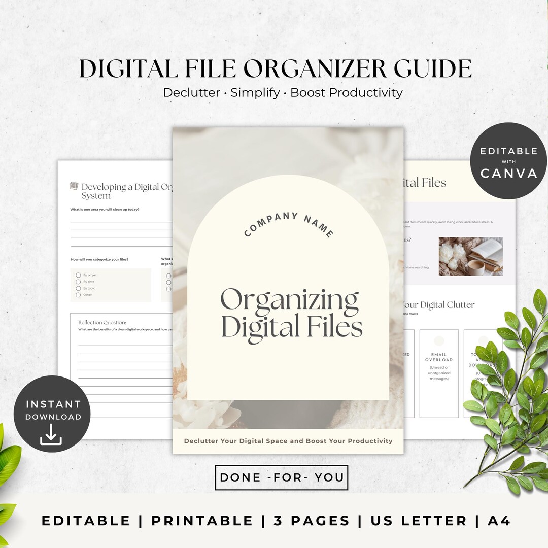 How to Organize Your Digital Files Printable | Declutter Your Computer ...