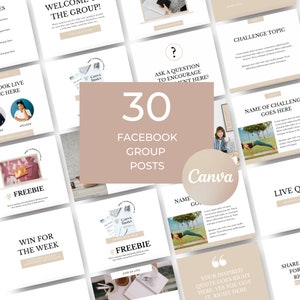 30 Facebook Group Posts INSTANT DOWNLOAD, Engagement Posts, Facebook Canva Templates,Business Templates, Social Media Posts, Facebook Posts