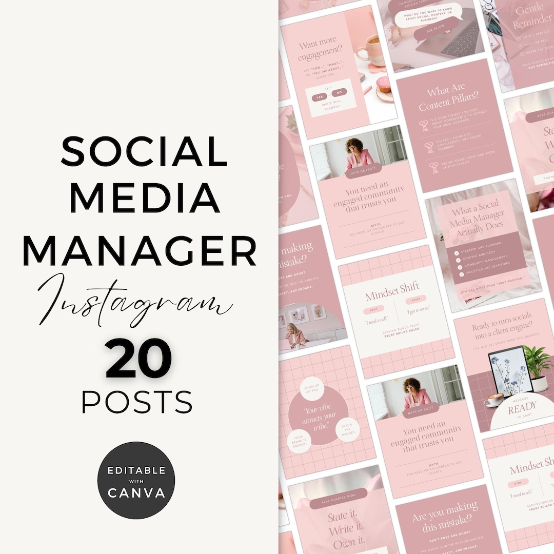 Pink Instagram Templates for Social Media Managers | Done-for-you ...
