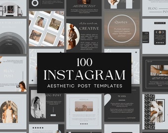 Publicaciones estéticas en redes sociales / Plantilla Canva editable / 100 publicaciones estéticas editoriales atrevidas en Instagram / Plantilla de redes sociales