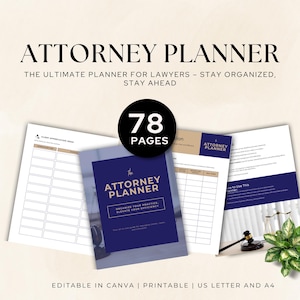 Lawyer Planner 2024-25 | Daily Organizer for Attorneys | Legal Case Tracker and To-Do List | Editable Planner | Instant Download