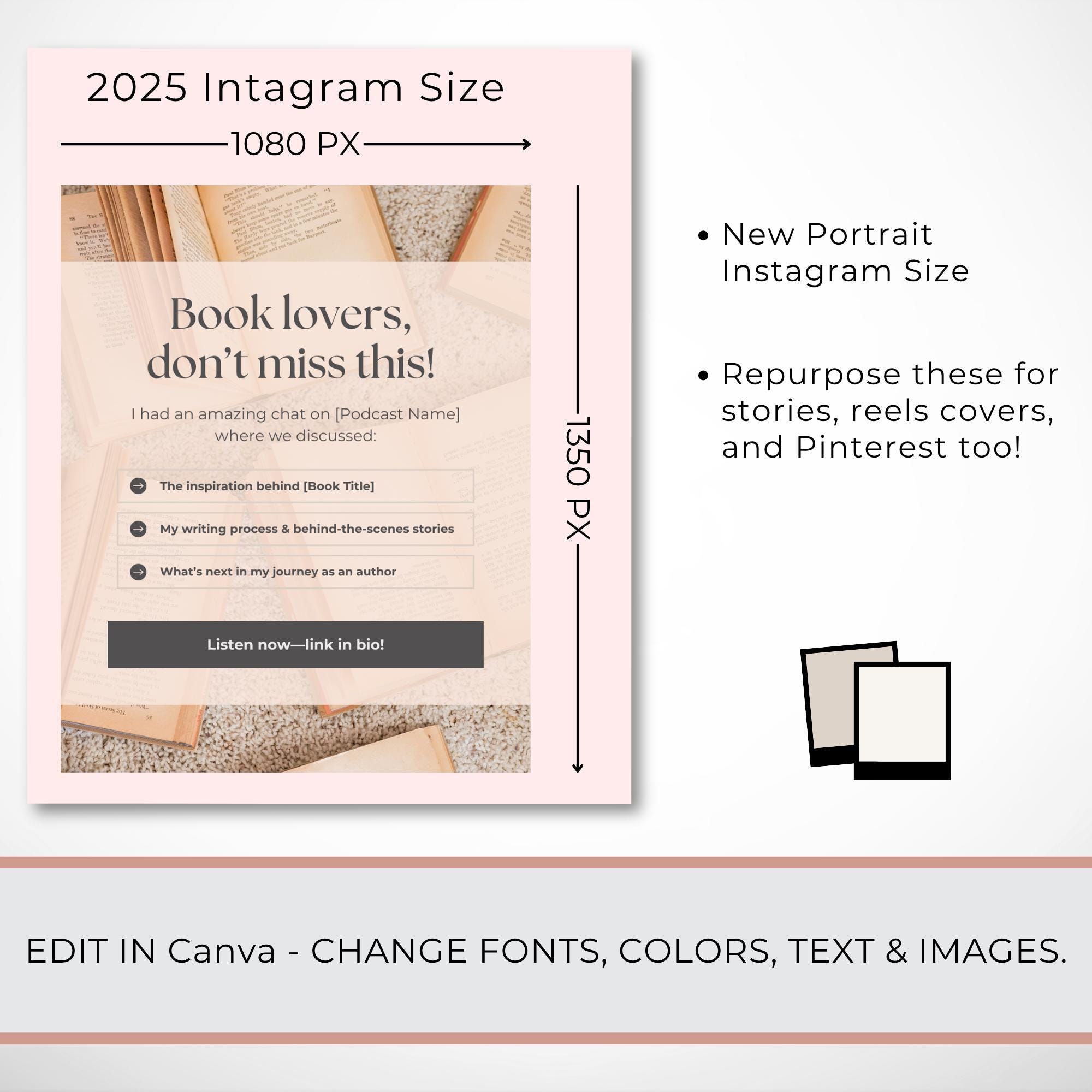 95 Instagram Canva Templates for Authors | Social Media Templates for ...