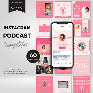 Podcast Instagram Post Template | Podcast Marketing Templates | Podcasters Podcasting Social Media Bundle | Editable On Canva
