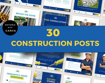 Instagram Templates for Contractors | Canva Templates Construction | Roofing Business | Builder Social Media | Social Media for Construction