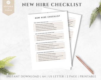 Neue Einstellung Checkliste ausdrucken | SOFORTIGER DOWNLOAD | Mitarbeiter Einstellungsplan |  | Mitarbeiter Willkommenspaket | Neue Mitarbeiter Checkliste