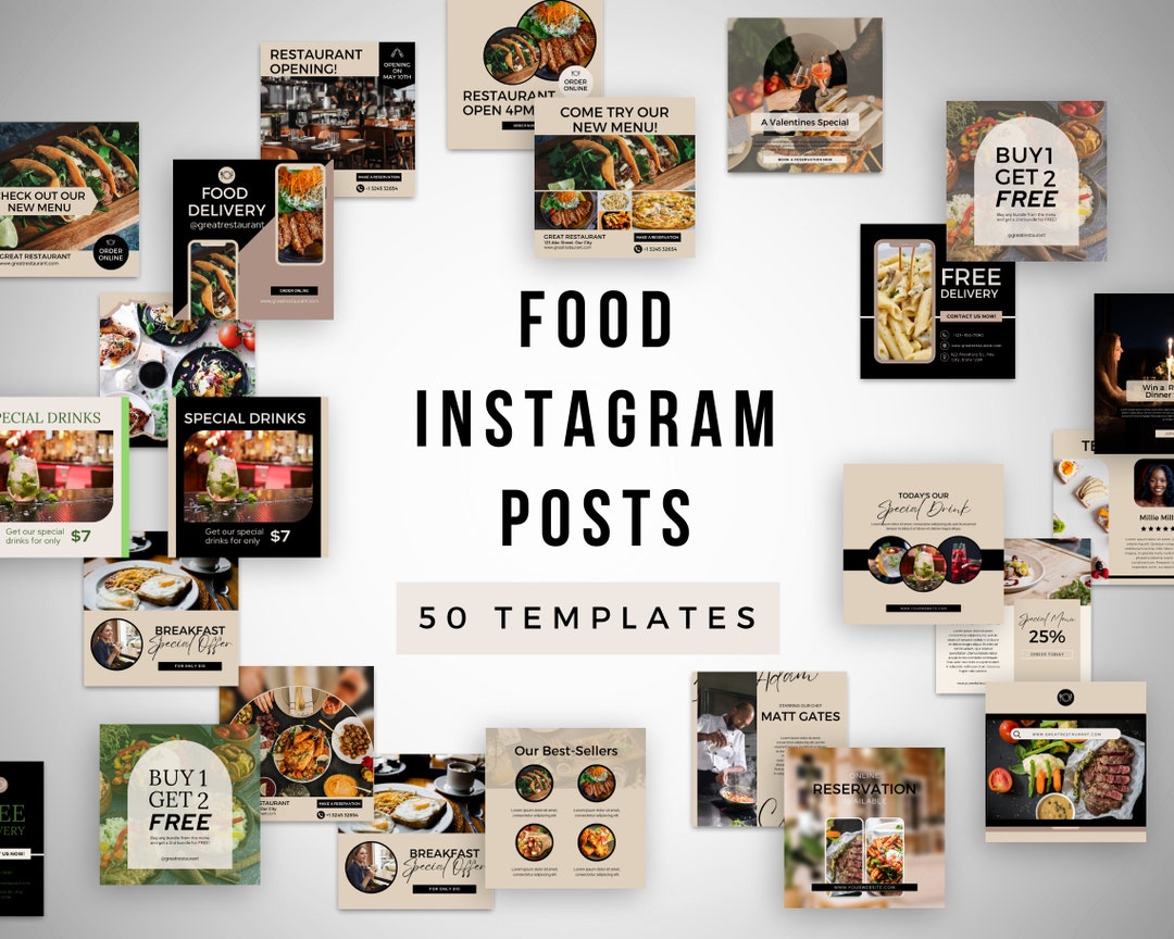Food Instagram Post Templates | Food Blog Templates | Restaurant ...