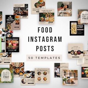 Food Instagram Post Templates | Food Blog Templates | Restaurant Instagram Posts | Editable in Canva | Instagram Templates
