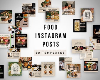 Food Instagram Post Templates | Food Blog Templates | Restaurant Instagram Posts | Editable in Canva | Instagram Templates