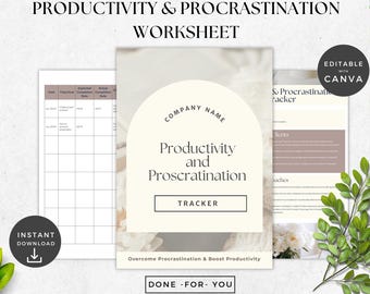 Seguimiento de productividad y procrastinación / Hoja de trabajo de responsabilidad de coaching / Plantilla imprimible de productividad para coaches