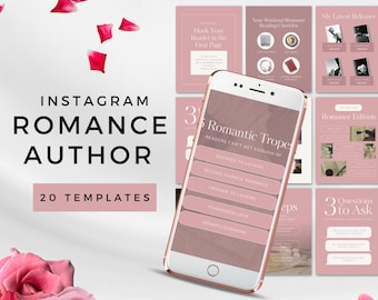 Romanze Autoren Canva Instagram Vorlagen | Buchvermarktung | Social Media Posts & Autoren-Branding | Liebesroman Social Media Templates