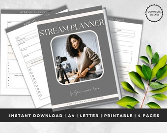 Livestreaming-Planer | SOFORTIGER DOWNLOAD | Twitch und YouTube Stream Planer | Podcast-Planer | Bearbeitbare Canva Vorlage