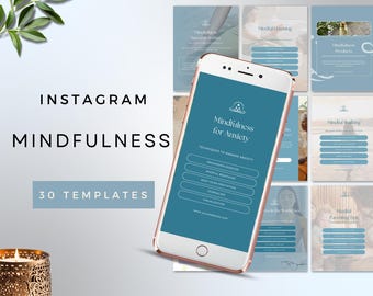 Achtsamkeit Social Media Posts | Professionell für Holistische Coaches | Kits für Wohlbefinden und psychische Gesundheit | Achtsamkeit Instagram Canva Templates
